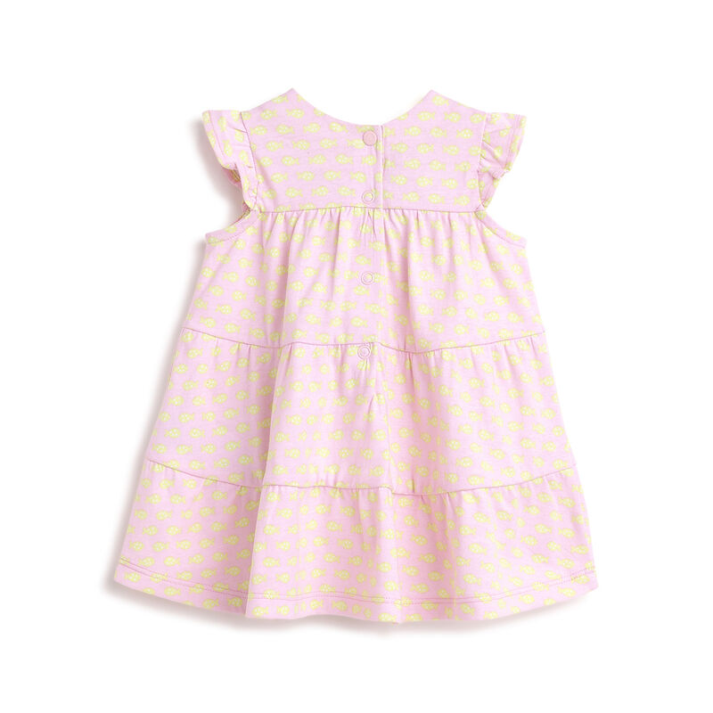 Girls Light Pink Printed Short Sleeve Dress image number 1